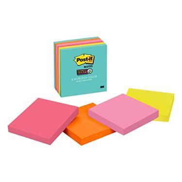 Imagem de Post-it Notas super adesivas, 6 blocos de notas adesivos, 7,6 x 7,6 cm, material escolar para estudantes, ideal para livros didáticos, cadernos, paredes e superfícies verticais, coleção Supernova