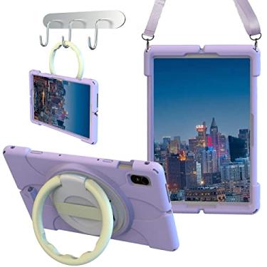 Imagem de Capa para tablet Capa infantil compatível com Lenovo Y700 de 8,8 polegadas (2022), capa leve de silicone macio, com alça de mão e alça de ombro, capa giratória para suporte (Size : Purple)