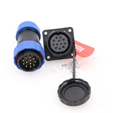 Imagem de DRRI SD28 Flange quadrada de 12 pinos à prova d'água IP68 Aviação rápida desanexar anteparo macho tomada fêmea com parafusos para painéis de LED