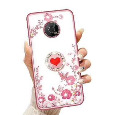 Imagem de Capa para Nokia G300, borboleta de coração vermelho, linda capa de telefone para meninas, capa transparente de silicone macio para meninas e mulheres, capa protetora fina e leve para Nokia G300 5G (N1374DL) - Borboleta
