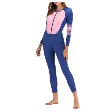 Imagem de newrong Fatos de mergulho femininos slim surf peça única patchwork à prova de frio e rosa quente P