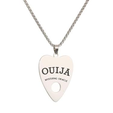 Imagem de NIGHTCRUZ Colar Ouija Board Planchette - Oráculo Mistificador Ouija Pingente de Coração - Joia de Bruxaria para Mulheres, Aço inoxidável, não