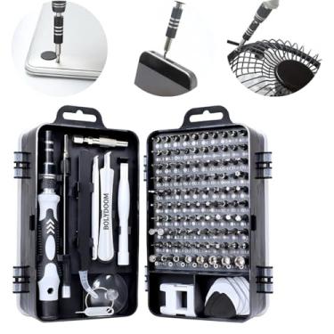 Imagem de Kit Jogo Ferramentas 115 Chaves Precisão - Para Celular, Notebook, Tablet - Completo p/Assistência Técnica Profissional - Magnético, Durável, com Caixa - BOLYDOOM