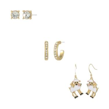 Imagem de Madison Tyler Conjunto de 3 pares de brincos de Páscoa | Brincos de pérola | Brinco de ouro | Brincos de coelho fofos | Brincos de coelho para meninas | Brincos hipoalergênicos para presente de joias