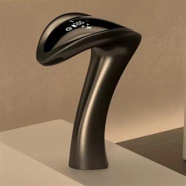 Imagem de Torneira de lavatório Torneira de pia de banheiro, torneira de sensor de show digital, torneira de cachoeira de bacia quente e fria, torneira inteligente cobre (cor: cinza)