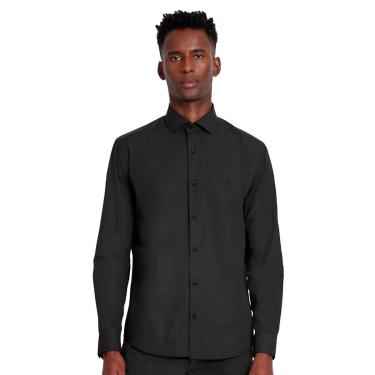 Imagem de Camisa Aramis Masculina Slim Tricoline Micro Xadrez Stretch Preta-Masculino