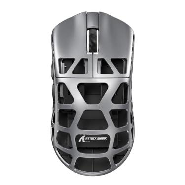 Imagem de ATTACK SHARK R3 Mouse para jogos sem fio, modos triplos BT/2,4 Ghz/mouse de computador com fio, sensor óptico PAW3395 26K DPI, botões programáveis, acessórios de jogos para PC/laptop/Mac (cinza)