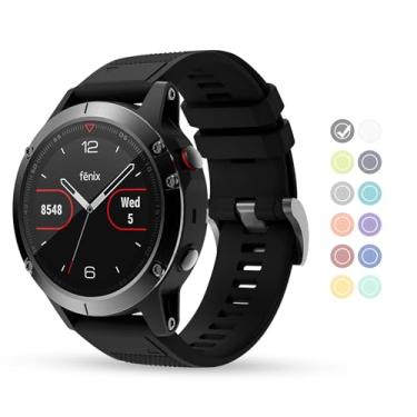 Imagem de BaayCerrie Pulseiras de relógio Fenix compatíveis com Garmin Watch 22 mm, silicone macio, substituição para Fenix 5/5 Plus/6/6 Pro/7/Forerunner 935/945/Approach S60 (preto)