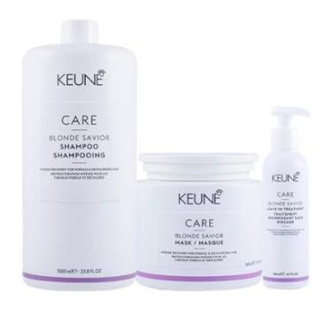 Imagem de Kit Keune Cuidado da Cor Blonde Savior- Shampoo e Máscara de Reparação e Leave-in 140 ml-Unissex