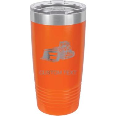 Imagem de Bulldozer Copo de aço inoxidável isolado a vácuo de 590 ml personalizado de parede dupla gravado a laser, caneca de café, personalizado, laranja