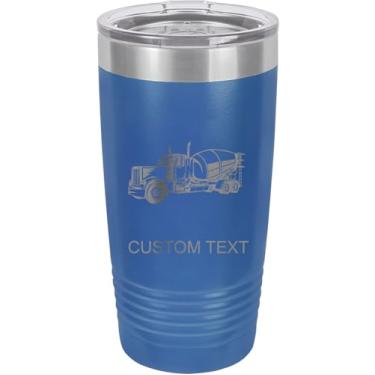 Imagem de Caminhão betoneira 590 ml copo de aço inoxidável isolado a vácuo personalizado de parede dupla gravado a laser personalizado, caneca de café, personalizado, azul