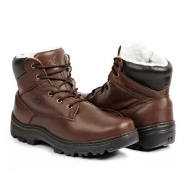 Imagem de Bota Masculina de Inverno em Couro Forrada com Lã Imperméavel - Hamburgo (Marrom, BR, Adulto, Numérico, 46)