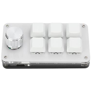 Imagem de Mini teclado mecânico para jogos macro, 6 teclas, teclado USB para PC com uma mão, com botão, função personalizada de atalho programável, para Windows, para Vista (preto e branco)