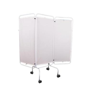 Imagem de Biombo Hospitalar Triplo Aço Carbono Branco 3 Divisórias Em PVC