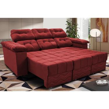 Imagem de Sofa Itália 2,25 Mts Retrátil E Reclinavel Tecido Suede Vermelho - Cama Inbox