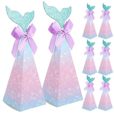 Imagem de 20 caixas de cauda de sereia caixas de lembrancinha de festa de sereia caixas de biscoito doces com glitter para B com tema submarino