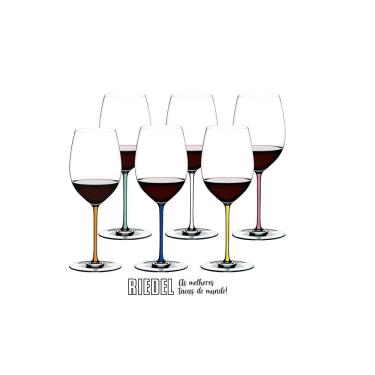 Imagem de Conjunto 6 Taças de Vinho Fatto a Mano Haste Colorida Riedel