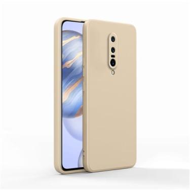 Imagem de Capa de telefone simples e lisa para oneplus 7t 7 pro 7pro, cor doce, silicone líquido, luxo, capa quadrada, cáqui, para oneplus 7 pro