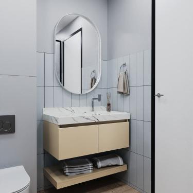 Imagem de Gabinete/toucador para Banheiro 80cm Melissa com Cuba Esculpida em Porcelanato Capuccino