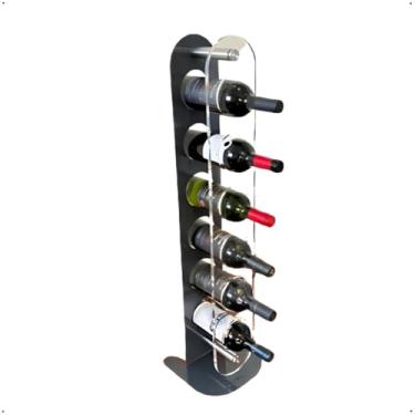Imagem de Adega Vertical Porta Garrafas de Vinho para 6 Unidades, Suporte Decorativo Luxo, 90 cm, Cinza Espacial