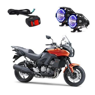Imagem de Par Farol de Milha Angel Eye U7 Azul para Moto Kawasaki Versys 1000 20