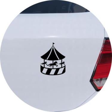 Imagem de Adesivo de Carro Carrossel com Cavalos Infantil - Cor Preto - Melhor A