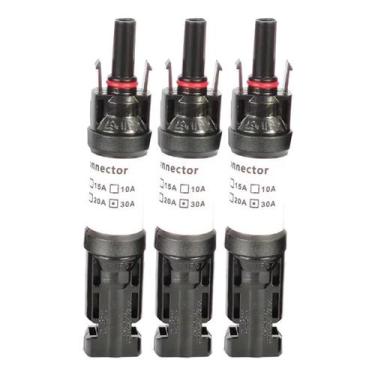 Imagem de Kit 3 Conector MC4 Com Diodo 30a IP67 Placa Energia Solar Anti-Reversã