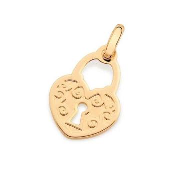 Imagem de Pingente banhado ouro 3x 24k 18k e 22k  feminino coração cadeado romma