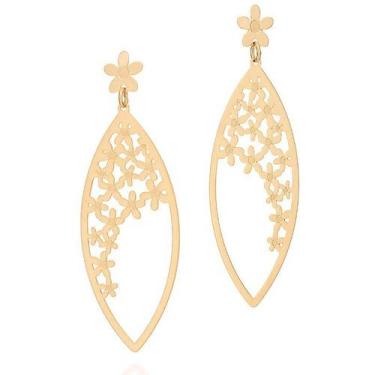 Imagem de Brincos banhado ouro 3x 24k 18k e 22k femininos grandes maxi flor romm
