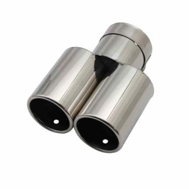 Imagem de Ponteira de Escape Dupla Reta em Aço Inoxidável, Acabamento Cromado (Cromado)