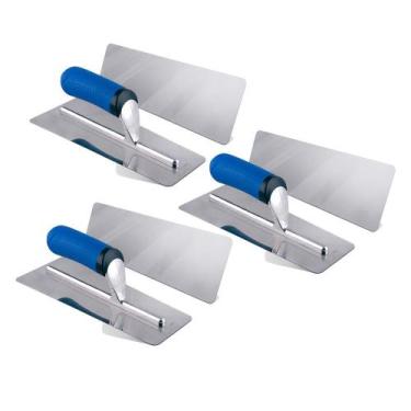 Imagem de Kit 3 Desempenadeira Aço Inox Lisa Efeito Marmorizado Roma