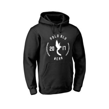 Imagem de Moletom Masculino Polo Blu Canguru Casual Capuz Confortável, Preto, P