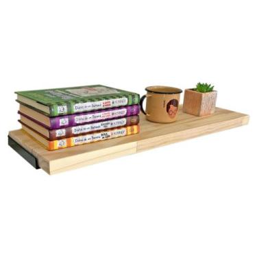 Imagem de Prateleira de Parede de Ferro e Madeira Industrial Suspensa 60cm Natur