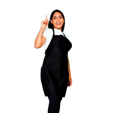 Imagem de Avental Lojaloja Liso Com Bolso Grande Frontal Preto Oxford - Loja Loj