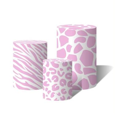 Imagem de Trio Capas Para Cilindro Animal Print Rosa Claro Girafa Onça e Zebra C