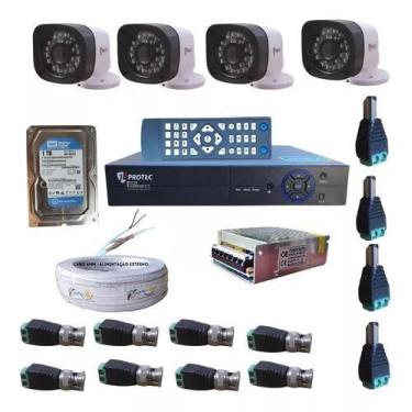 Imagem de Kit Cftv 4 Câmeras Full Hd 1080p Infra Vermelho Protec. - Pasmeyt