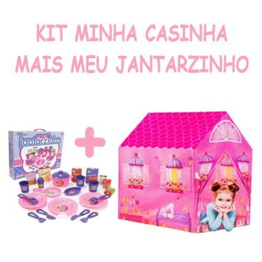 Imagem de Kit Toca Barraca Casinha +Jantarzinho Panela 3 Pratos 3 Copo - Big Sta