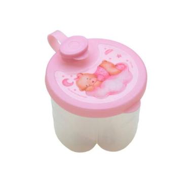 Imagem de Dosador Porta Leite em Pó com Divisória Plasútil, Ursinha Rosa