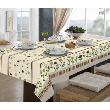 Imagem de Toalha Mesa Tecido De P. A Estamdo FLOR 8 Lugares 1,40m X 2,20m - THAI
