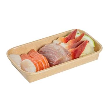 Imagem de Restaurantware Bandejas de sushi Matsuri Vision 15 x 9 x 2 cm, 50 caixas de embalagem de sushi à prova de gordura - tampas vendidas separadamente, descartáveis, recipientes de sushi de papel kraft,