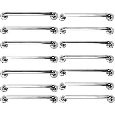 Imagem de Barra Alça Apoio 50cm Aço Inox Kit 14 Uni Gestante Idoso Cadeirante PCD Box Banheiro Escada Corrimao Previne Acidentes Queda
