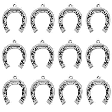 Imagem de Honbay Pingente de ferradura de liga de 12 peças, pingentes de ferradura ocidental, pingentes de ferradura da sorte para colar, suéter, corrente, chaveiro, pingente de carro e fabricação de artesanato