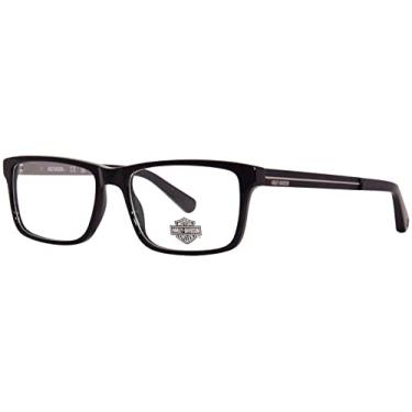 Imagem de Armações de óculos Harley Davidson Eyewear HD0752 - Armação preta brilhante, lente de 55 mm HD075255001, Logotipo preto/prata brilhante-001