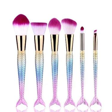 Imagem de Kit 06 Pinceis De Maquiagem Sereia Calda De Peixe