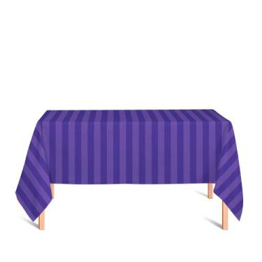 Imagem de Toalha de Mesa Retangular em Tecido Jacquard Roxo Listrado Tradicional