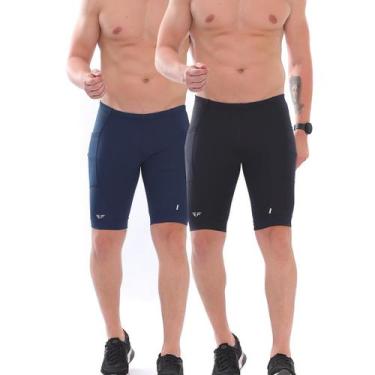 Imagem de Kit 2 Bermuda De Compressão Race Com Bolso Corrida - ElementFit, Preto