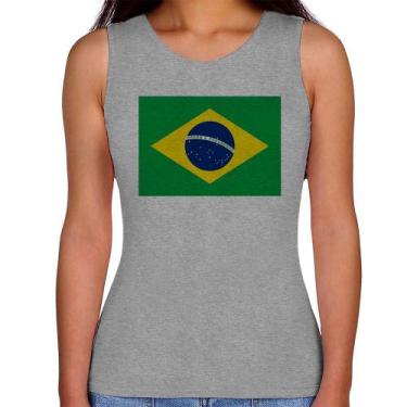Imagem de Regata Feminina Bandeira Brasil - Foca na Moda, Cinza, GG