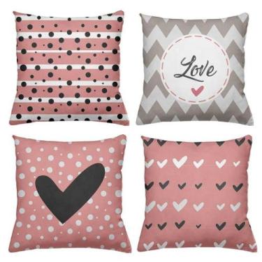Imagem de Kit 4 Almofadas Decorativas Cheias 40x40cm Love - Deluzz