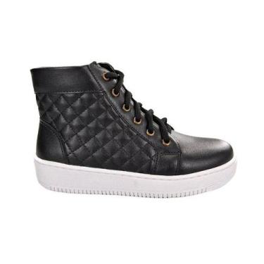 Imagem de Bota Coturno Anabela com cadarço Dudinha 350 Preto, Preto, 38