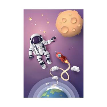 Imagem de Placa Decorativa MDF Astronauta e Foguete no Espaço 20x30cm - Quartinh